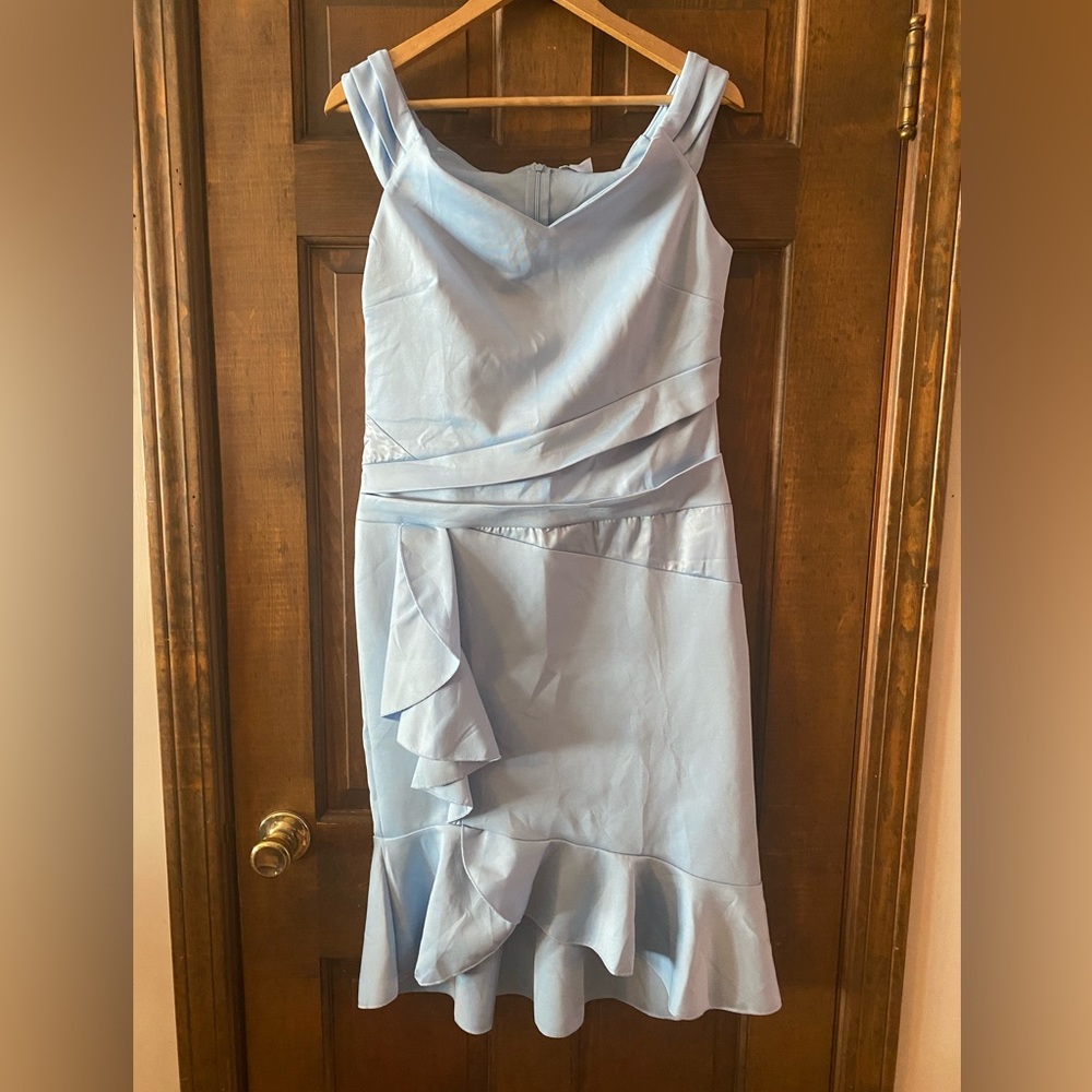 Blue front ruffle dress